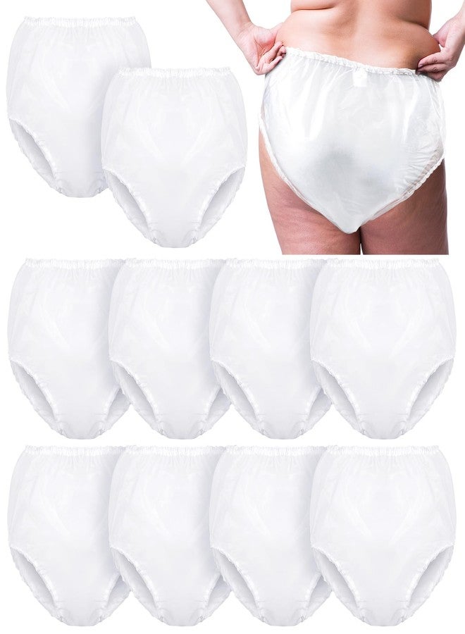 Weewooday 10 Pcs Waterproof Incontinence Underpants Plastic Pants Incontinence Leak Protection Adult Washable Diaper Cover (White,XX-Large) - Image 1